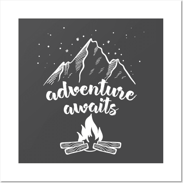 Adventure Awaits - Hiking/Outdoors Lover Design Wall Art by DankFutura